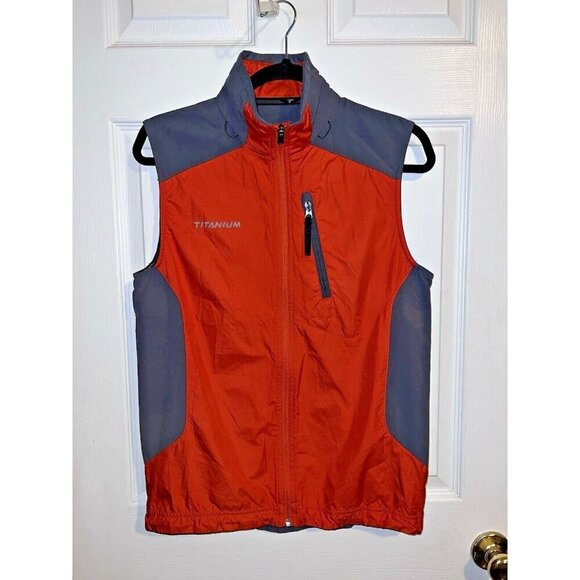 COLUMBIA Titanium Mens Orange Gray Full Zipper Vest Sz S - Picture 1 of 9